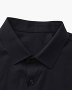 Men's Plain Button-Through Shirt with Pointed Collar - Black