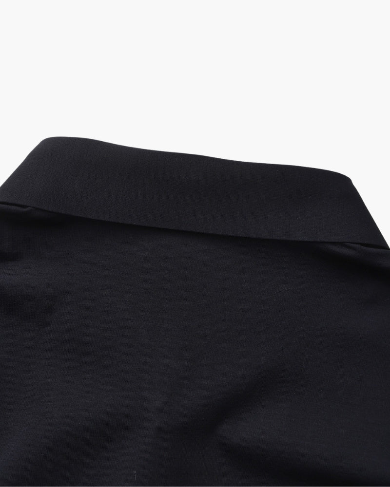 Men's Plain Button-Through Shirt with Pointed Collar - Black