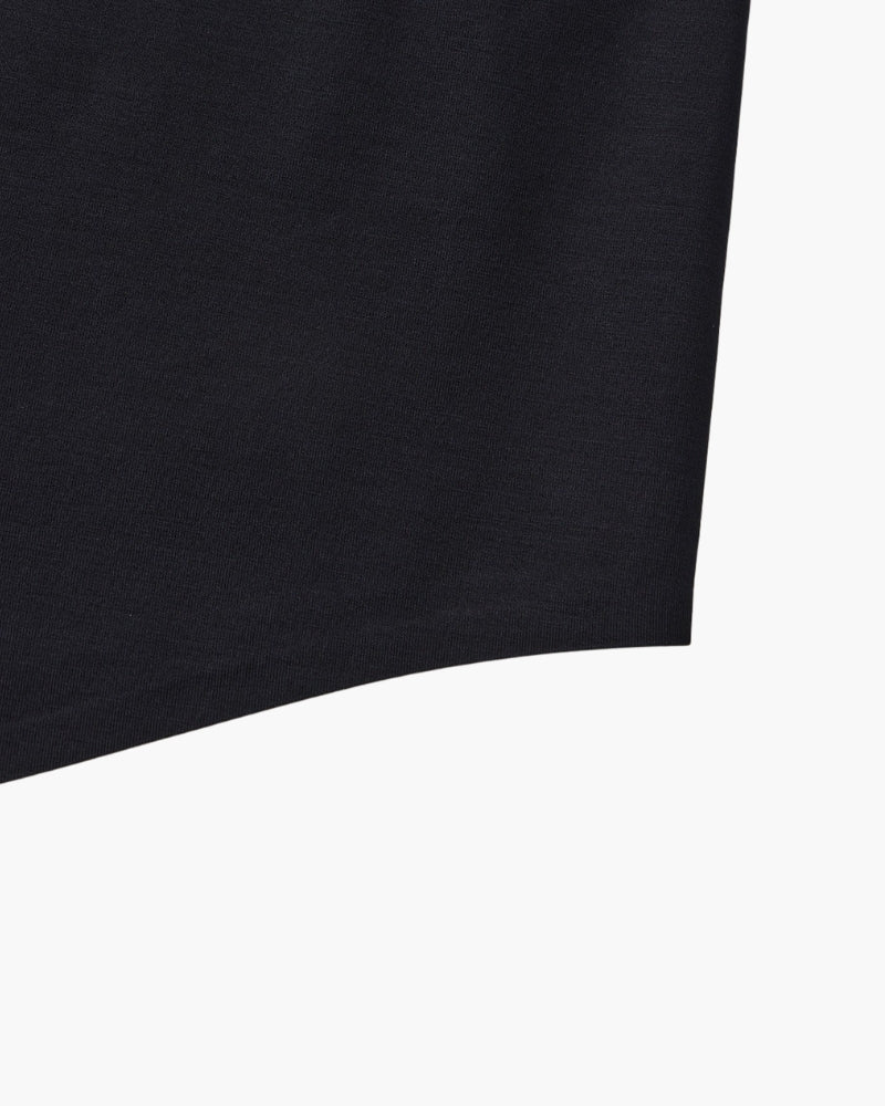 Men's Plain Button-Through Shirt with Pointed Collar - Black