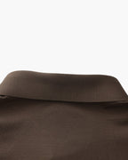 Men's Plain Button-Through Shirt with Pointed Collar - Dark Brown