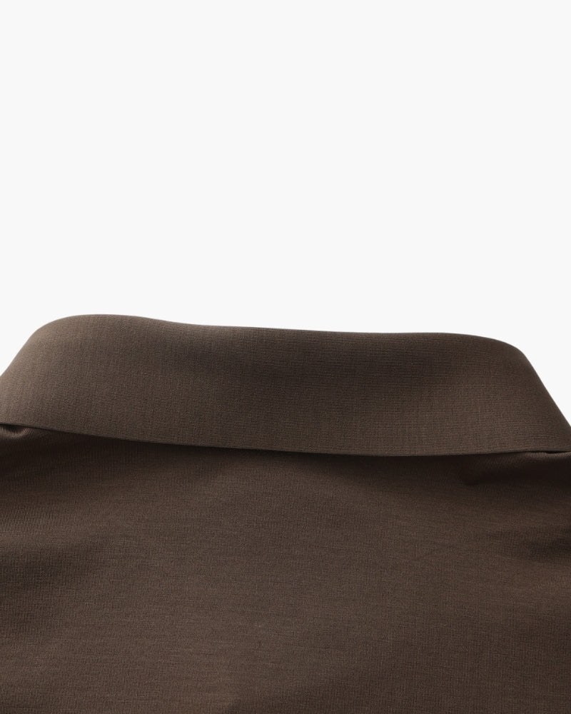 Men's Plain Button-Through Shirt with Pointed Collar - Dark Brown