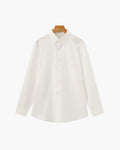 Men's Plain Button-Through Shirt with Pointed Collar - White