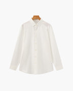 Men's Plain Button-Through Shirt with Pointed Collar - White
