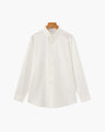 Men's Plain Button-Through Shirt with Pointed Collar - White