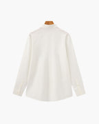Men's Plain Button-Through Shirt with Pointed Collar - White