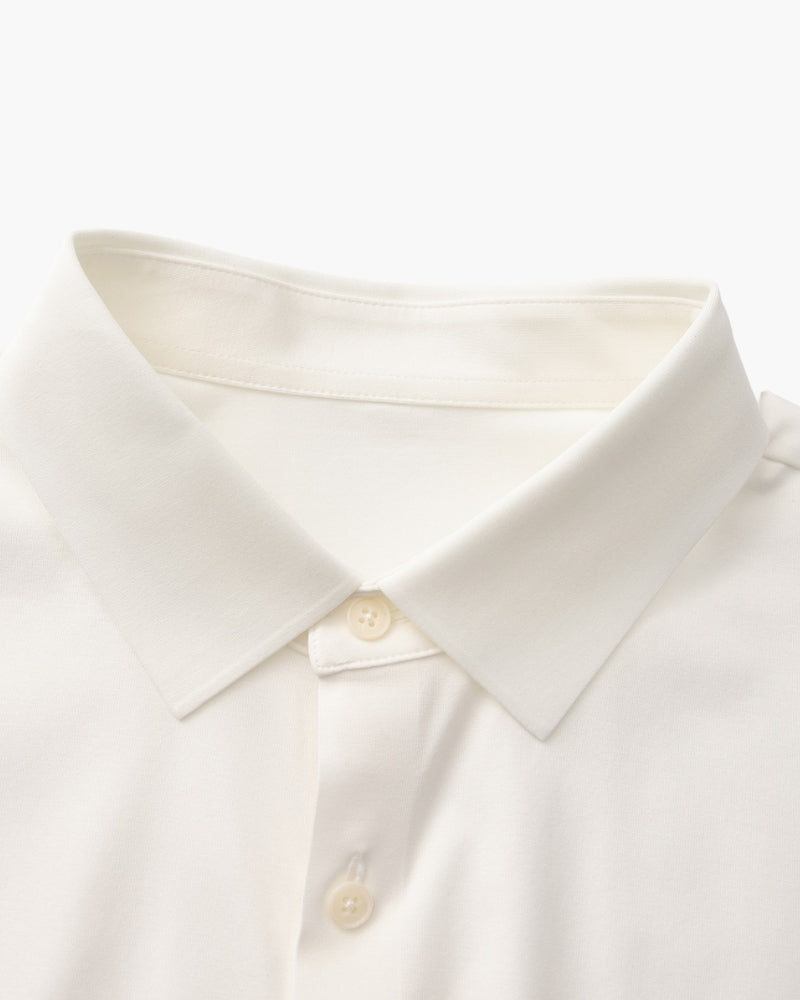 Men's Plain Button-Through Shirt with Pointed Collar - White