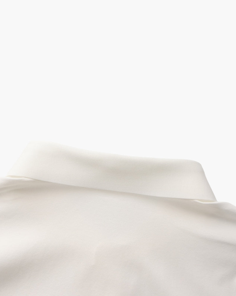 Men's Plain Button-Through Shirt with Pointed Collar - White