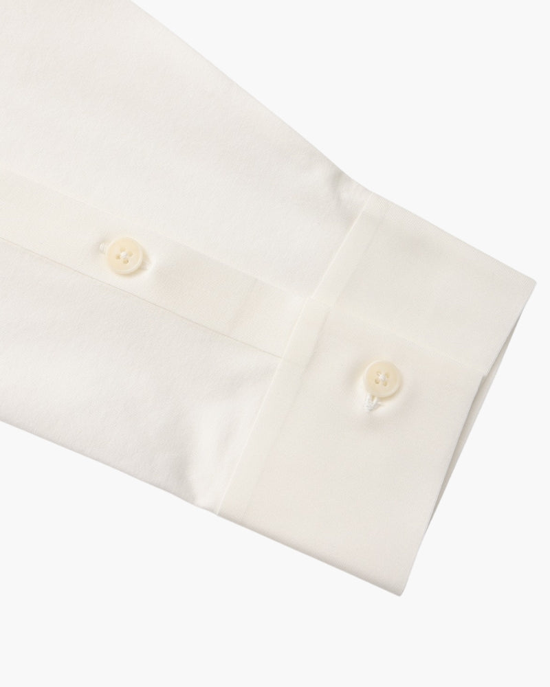 Men's Plain Button-Through Shirt with Pointed Collar - White