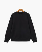 Men's Plain Crew-Neck Sweatshirt with Banded Cuffs - Black