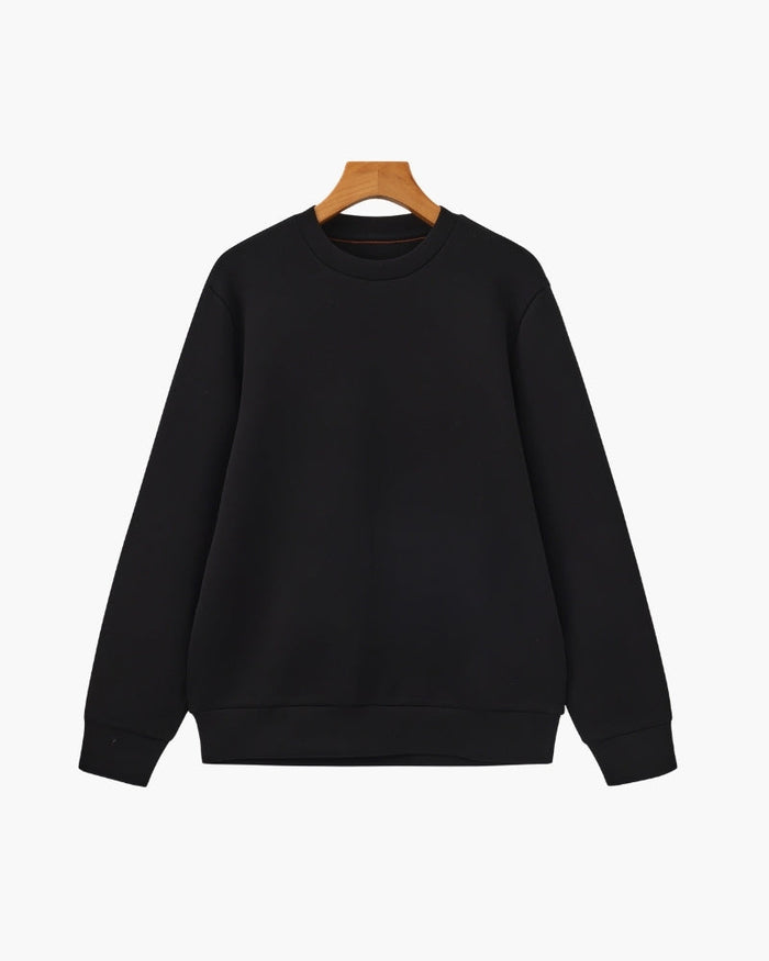 Men's Plain Crew-Neck Sweatshirt with Banded Cuffs