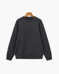Men's Plain Crew-Neck Sweatshirt with Banded Cuffs - Grey