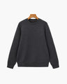 Men's Plain Crew-Neck Sweatshirt with Banded Cuffs - Grey