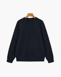 Men's Plain Crew-Neck Sweatshirt with Banded Cuffs - Blue