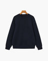 Men's Plain Crew-Neck Sweatshirt with Banded Cuffs - Blue