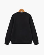 Men's Plain Crew-Neck Sweatshirt with Banded Cuffs - Black