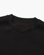 Men's Plain Crew-Neck Sweatshirt with Banded Cuffs - Black