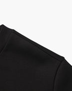 Men's Plain Crew-Neck Sweatshirt with Banded Cuffs - Black
