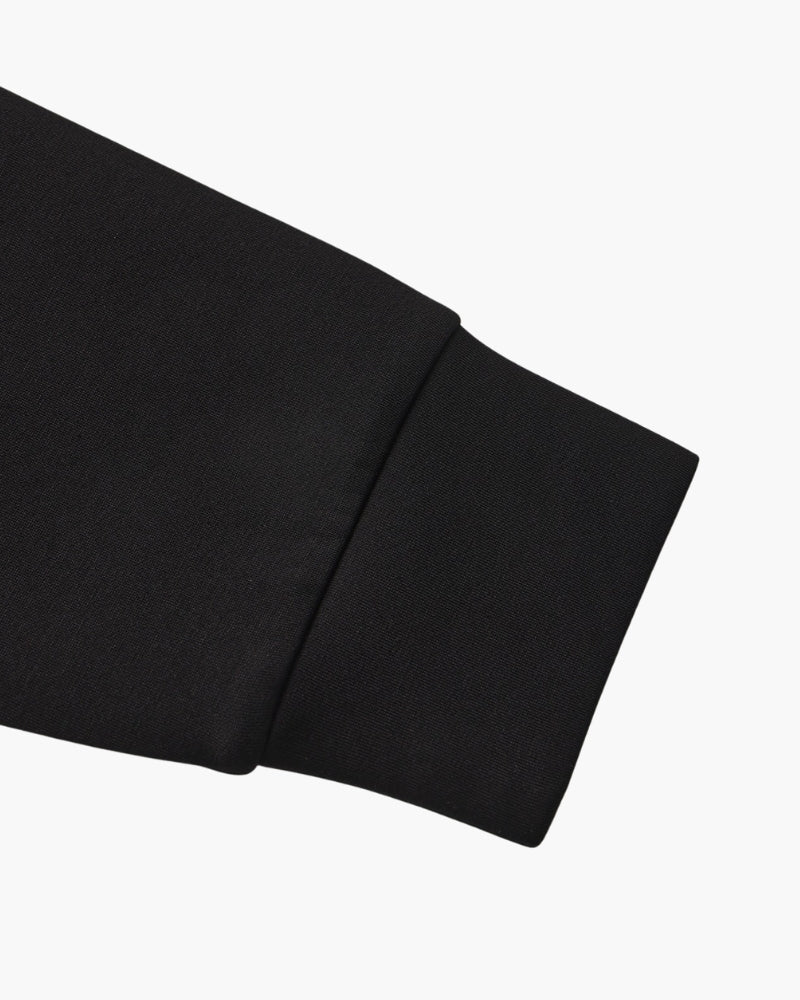 Men's Plain Crew-Neck Sweatshirt with Banded Cuffs - Black