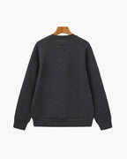 Men's Plain Crew-Neck Sweatshirt with Banded Cuffs - Grey