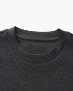 Men's Plain Crew-Neck Sweatshirt with Banded Cuffs - Grey