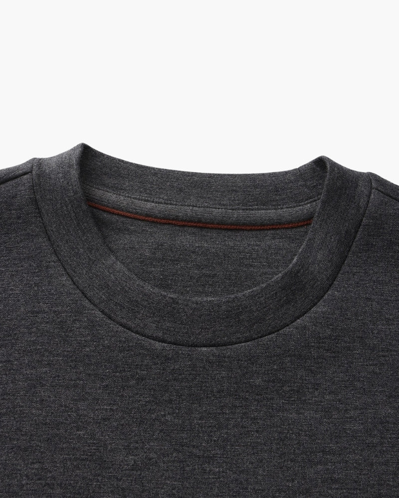 Men's Plain Crew-Neck Sweatshirt with Banded Cuffs - Grey