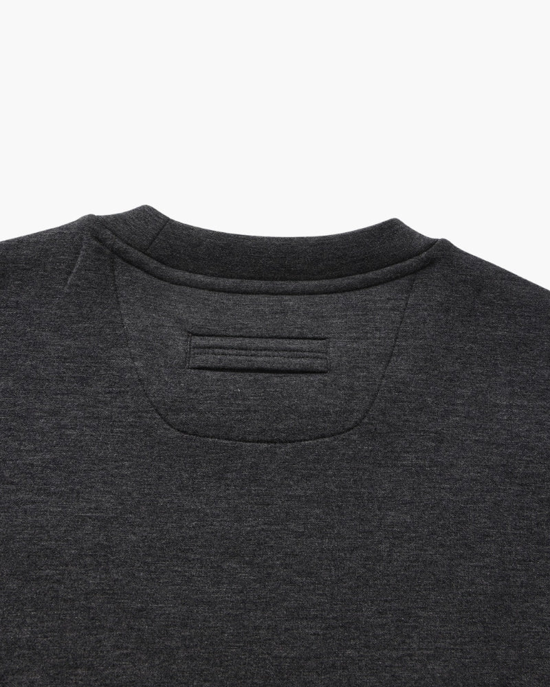 Men's Plain Crew-Neck Sweatshirt with Banded Cuffs - Grey