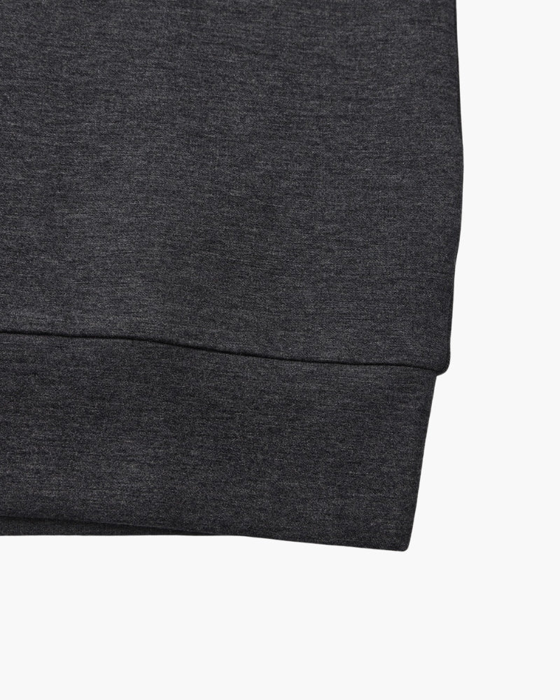 Men's Plain Crew-Neck Sweatshirt with Banded Cuffs - Grey