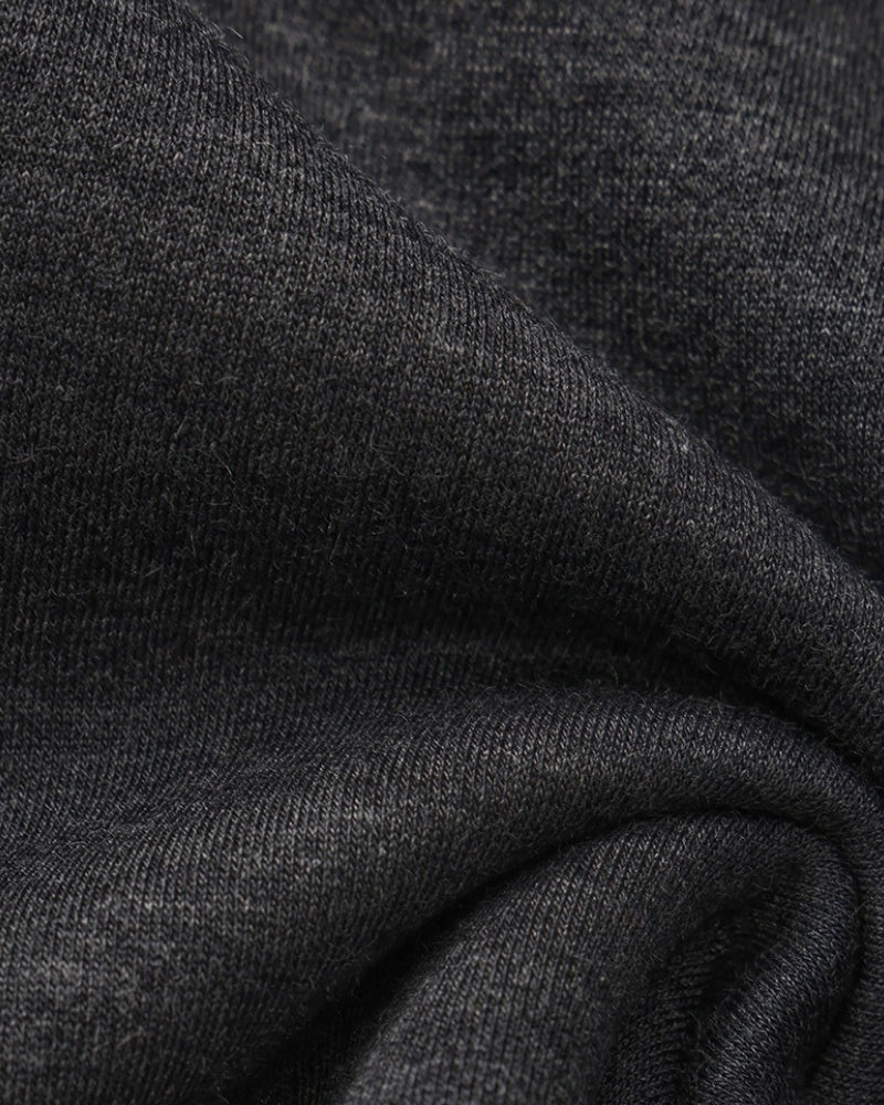Men's Plain Crew-Neck Sweatshirt with Banded Cuffs - Grey