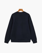 Men's Plain Crew-Neck Sweatshirt with Banded Cuffs - Blue