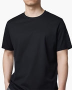 Men's Plain Crew-Neck T-Shirt with Straight Sleeves - Black