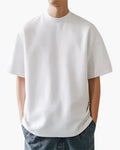 Men's Plain Crew-Neck T-Shirt with Straight Sleeves - White