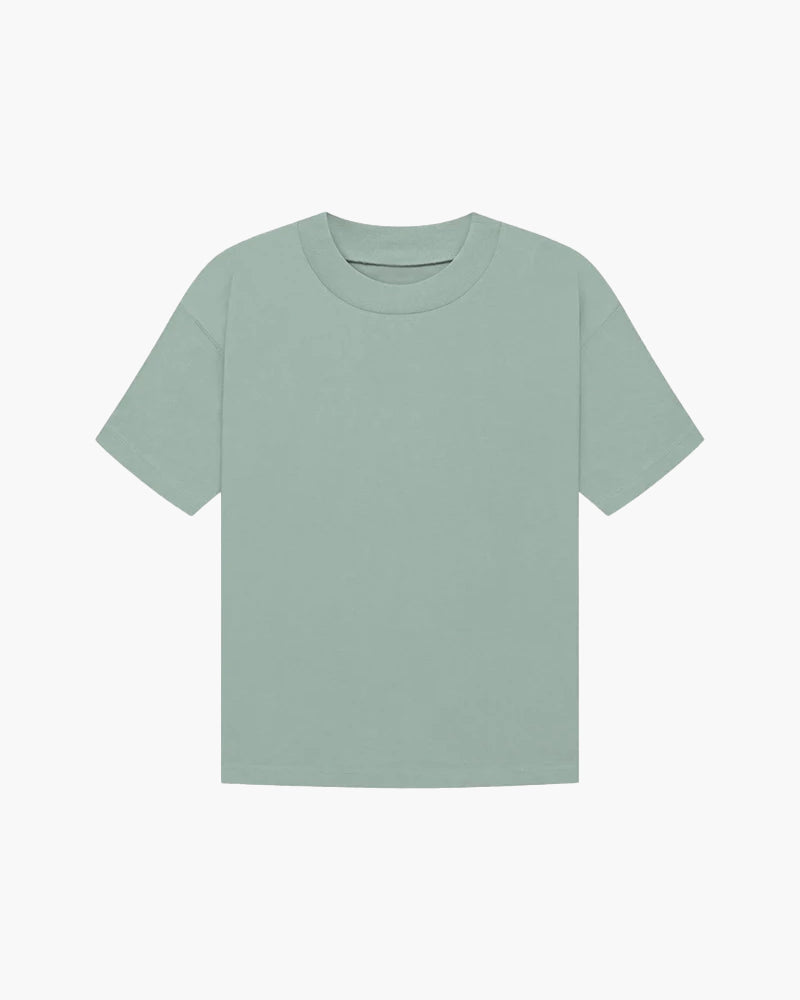 Men's Plain Crew-Neck T-Shirt with Straight Sleeves - Green