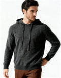 Men's Plain Drawstring Hoodie with Ribbed Edges - Dark Grey