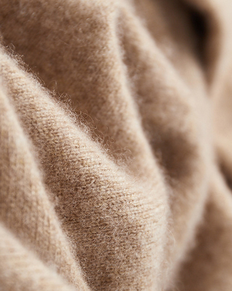 Men's Plain Drawstring Hoodie with Ribbed Edges - Beige