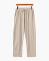 Men's Plain Drawstring Trousers with Open Ankle Hems - Beige