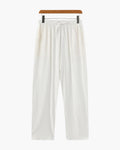 Men's Plain Drawstring Trousers with Open Ankle Hems - White