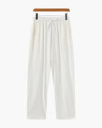 Men's Plain Drawstring Trousers with Open Ankle Hems - White