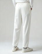 Men's Plain Drawstring Trousers with Open Ankle Hems - White