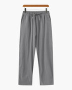 Men's Plain Drawstring Trousers with Open Ankle Hems - Grey