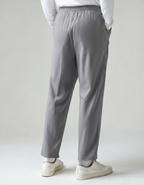 Men's Plain Drawstring Trousers with Open Ankle Hems - Grey