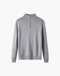Men's Plain Half-Zip Jumper with a Standing Collar - Grey