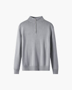 Men's Plain Half-Zip Jumper with a Standing Collar - Grey