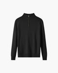 Men's Plain Half-Zip Jumper with a Standing Collar - Black
