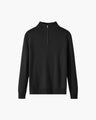 Men's Plain Half-Zip Jumper with a Standing Collar - Black