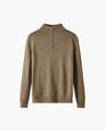 Men's Plain Half-Zip Jumper with a Standing Collar - Beige