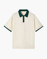 Men's Plain Polo Shirt with Contrast Collar and Cuffs - Green
