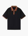 Men's Plain Polo Shirt with Contrast Collar and Cuffs - Black