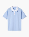 Men's Plain Polo Shirt with Contrast Collar and Cuffs - Sky Blue