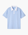 Men's Plain Polo Shirt with Contrast Collar and Cuffs - Sky Blue