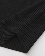 Men's Plain Roll-Neck Jumper with Long Banded Sleeves - Black